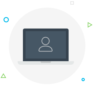 Illustration of a laptop with a user icon on the screen